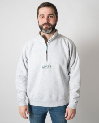 Sudadera Zip Gris Jaspeado