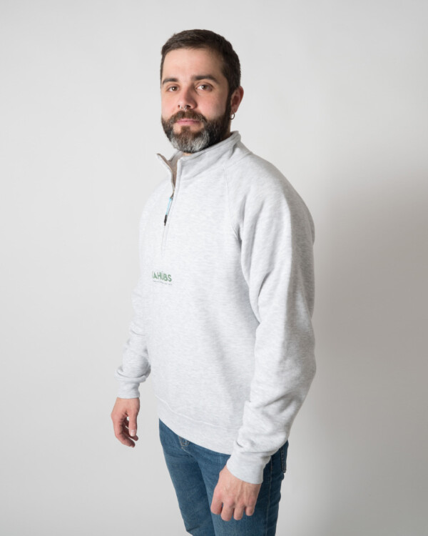 Sudadera Zip Gris Jaspeado